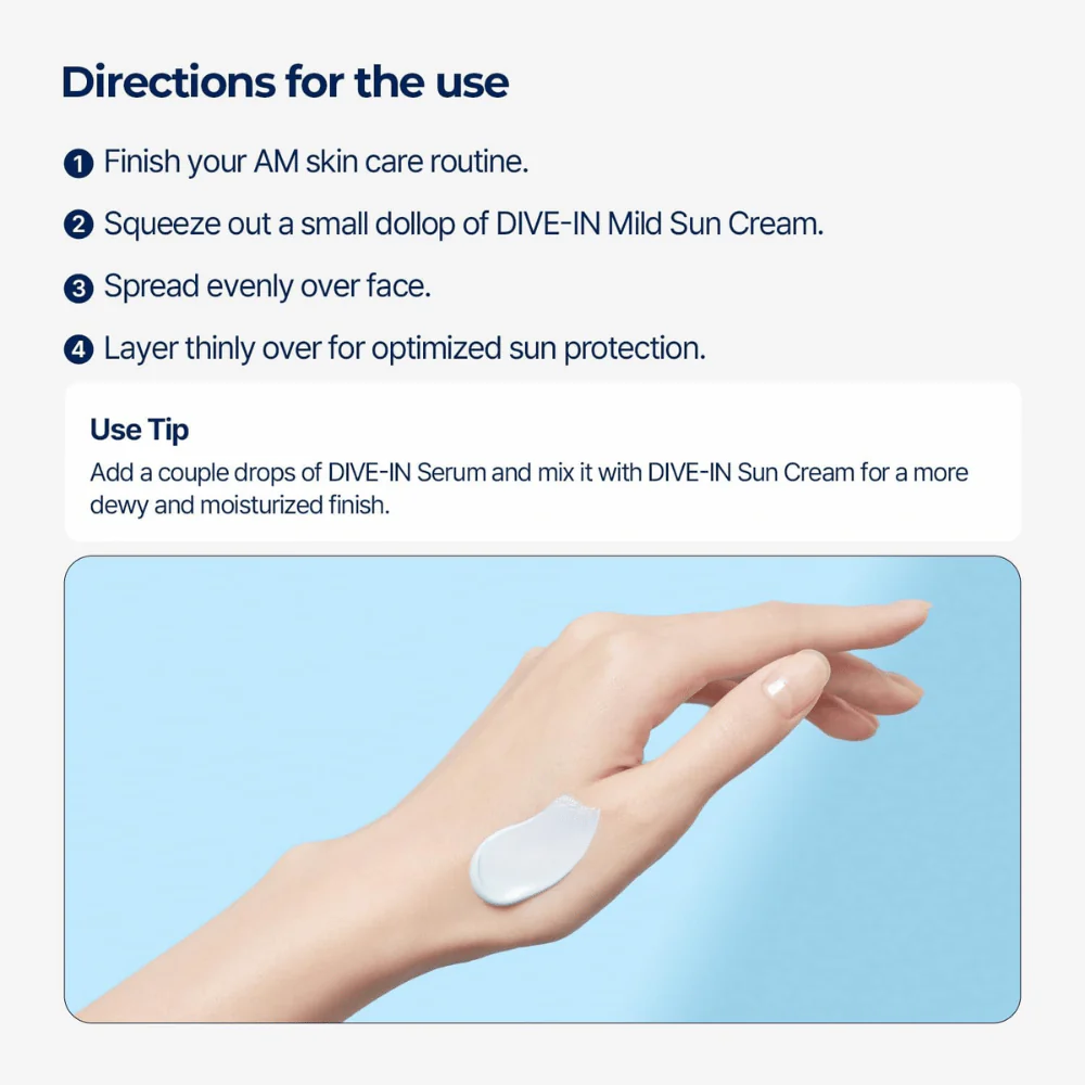 DIVE-IN Mild Sun Cream SPF50+ PA++++ 60ml - Image 6